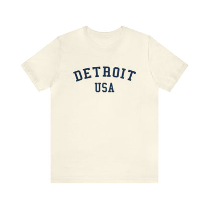 'Detroit USA' T-Shirt (Collegiate Font) | Unisex Standard