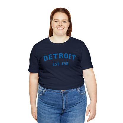 'Detroit EST. 1701' T-Shirt (Azure Ballpark Font) | Unisex Standard