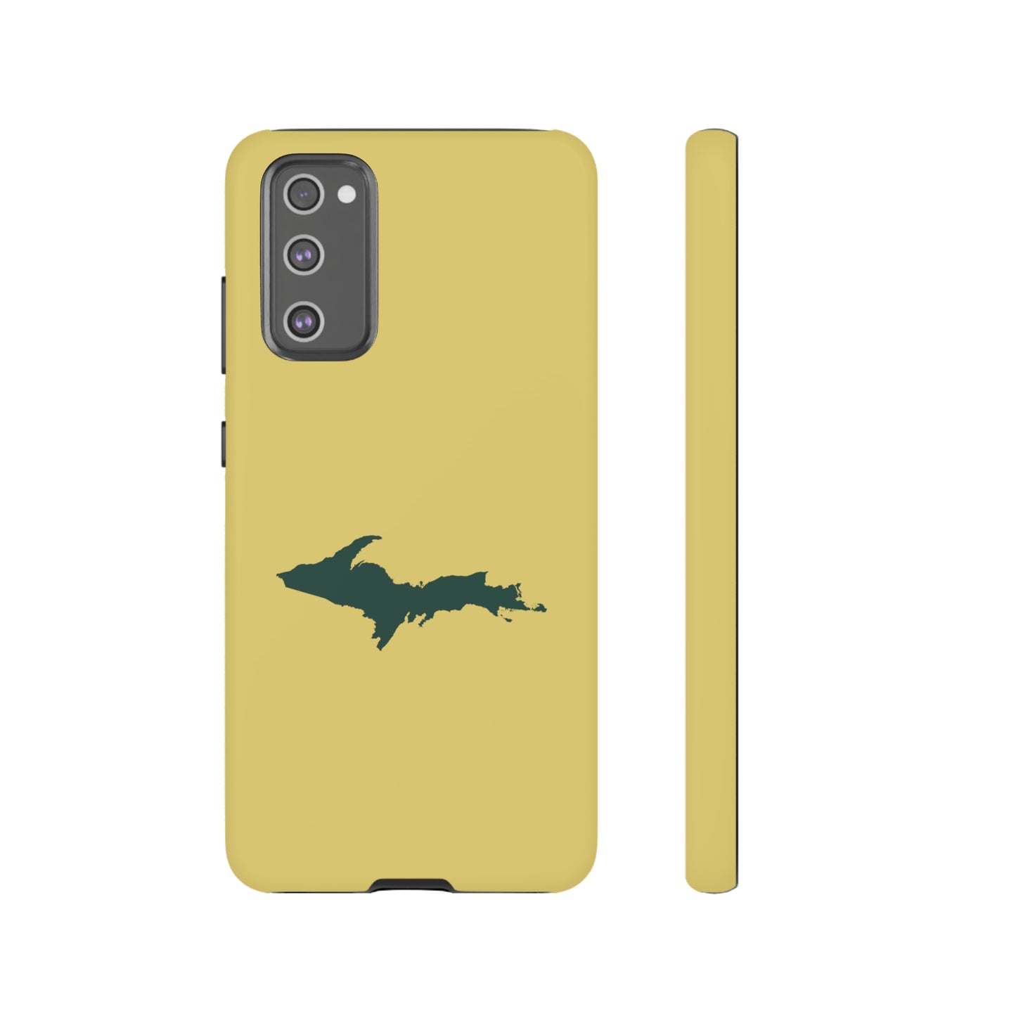 Michigan Upper Peninsula Tough Phone Case (Plum Yellow w/ Green UP Outline) | Samsung & Pixel Android