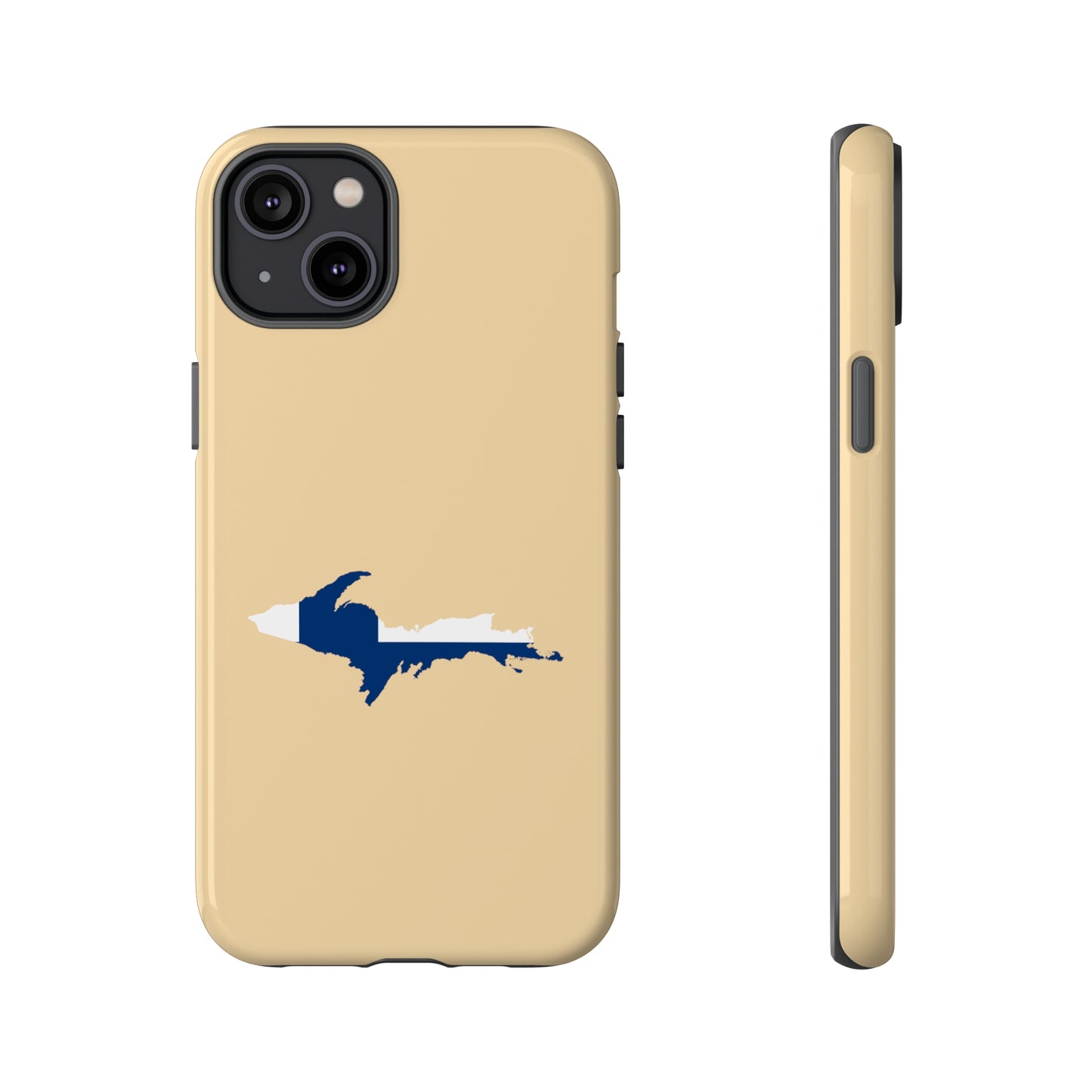 Michigan Upper Peninsula Tough Phone Case (Maple Color w/ UP Finland Flag Outline) | Apple iPhone