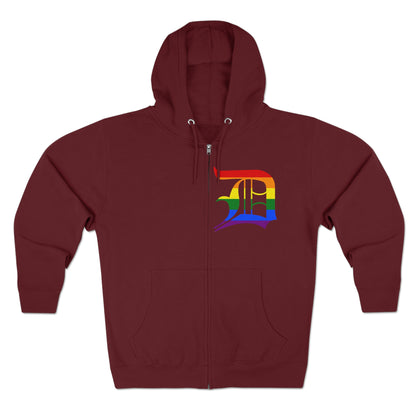 Detroit 'Old English D' Hoodie (Rainbow Pride Edition) | Unisex Full Zip