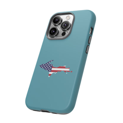 Michigan Upper Peninsula Tough Phone Case (Lake Huron Blue w/ UP USA Flag Outline) | Apple iPhone