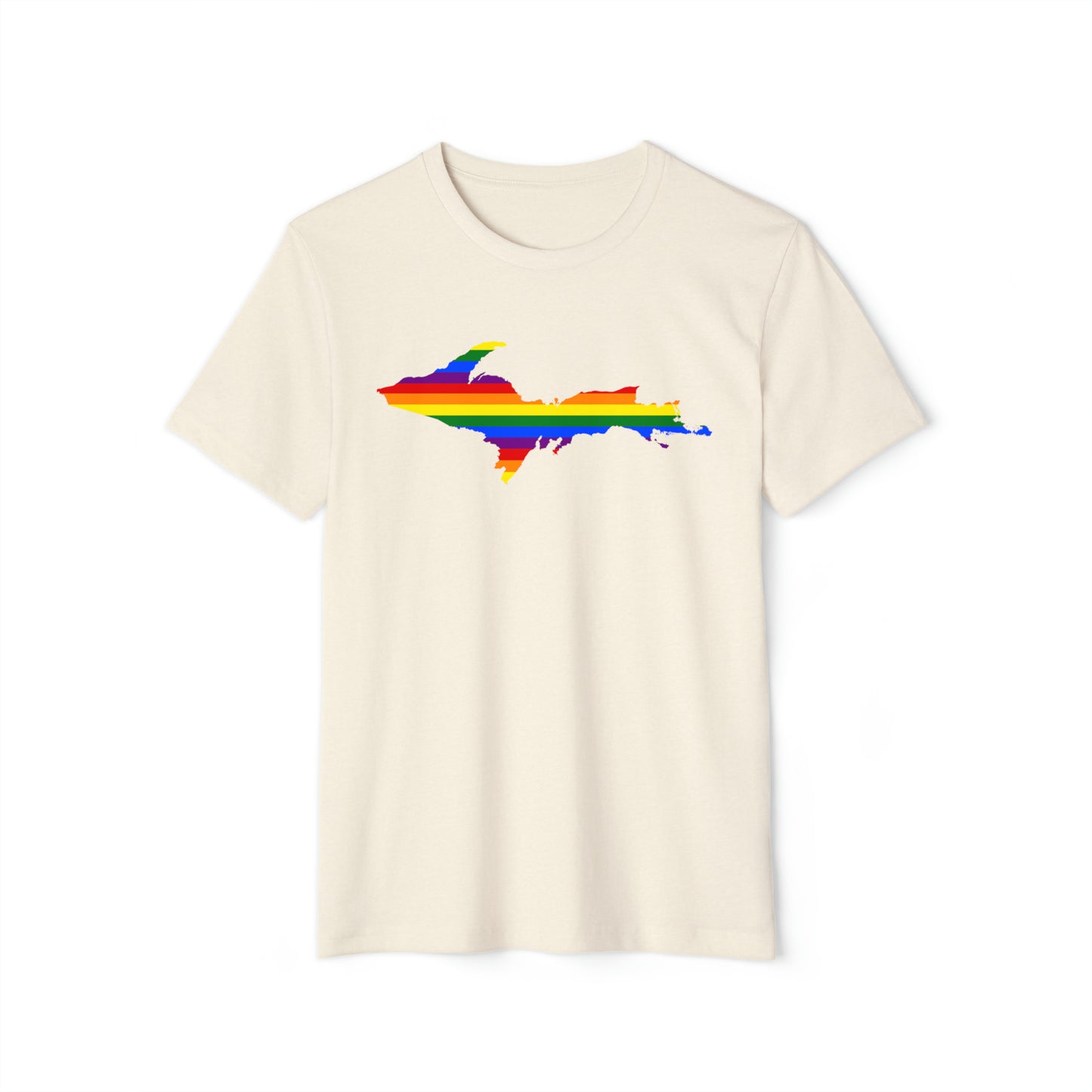 Michigan Upper Peninsula T-Shirt (w/ UP Rainbow Pride Flag) | Unisex Recycled Organic