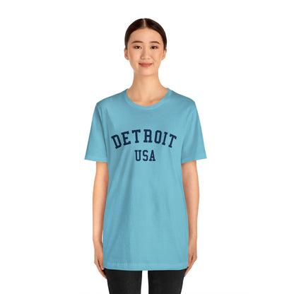 'Detroit USA' T-Shirt (Collegiate Font) | Unisex Standard