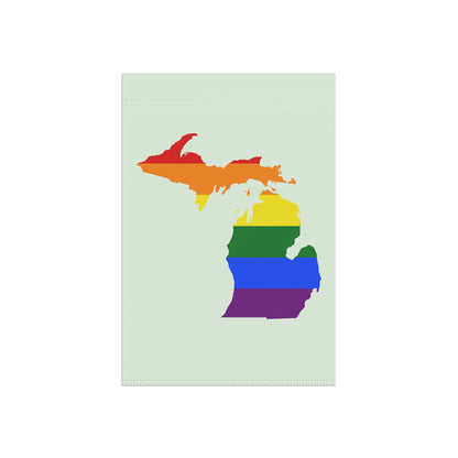 Michigan Rainbow Pride Home & Garden Flag (w/ MI Outline) | Dew Green