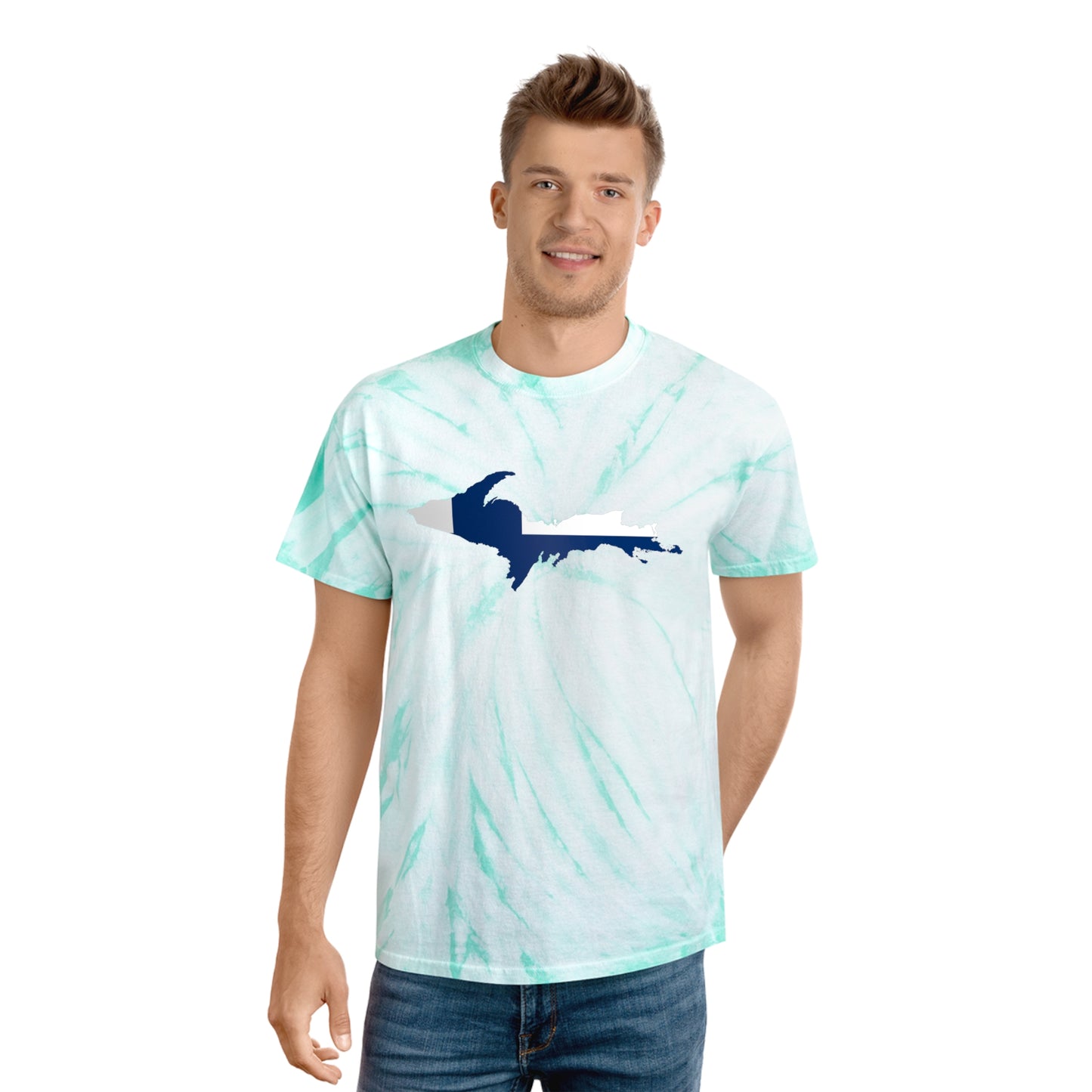 Michigan Upper Peninsula Tie-Dye T-Shirt (w/ UP Finland Flag) | Unisex Cyclone