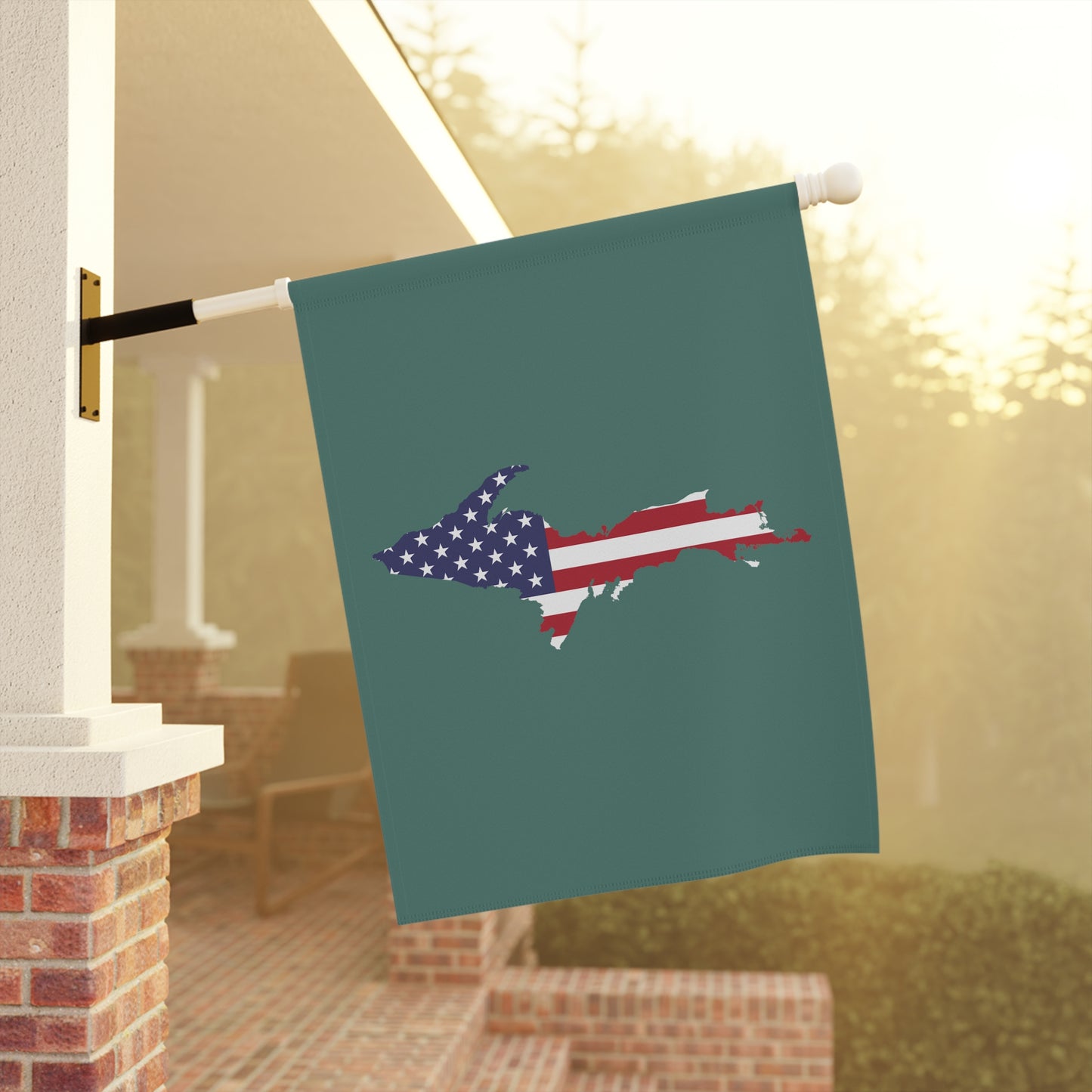 Michigan Upper Peninsula Home & Garden Flag (w/ UP USA Flag) | Copper Green