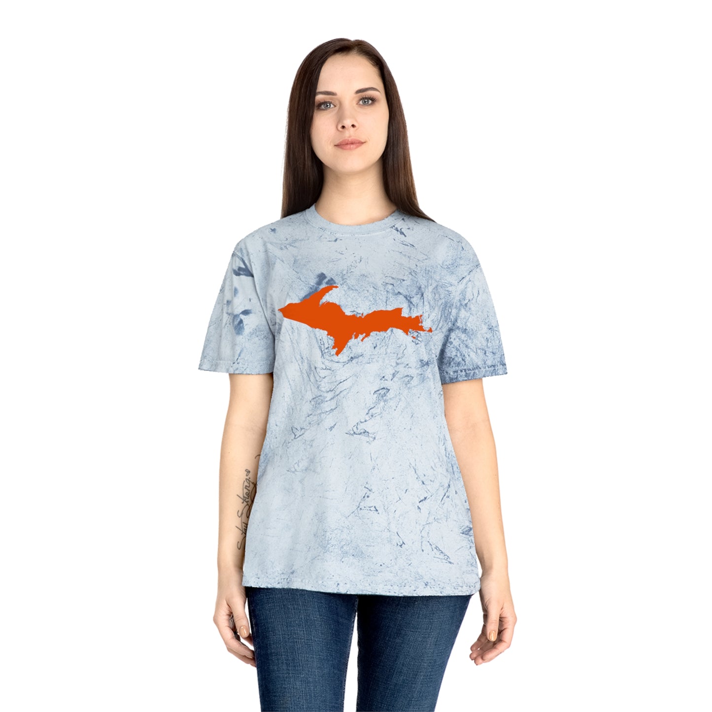 Michigan Upper Peninsula T-Shirt (w/ Orange UP Outline) | Unisex Color Blast