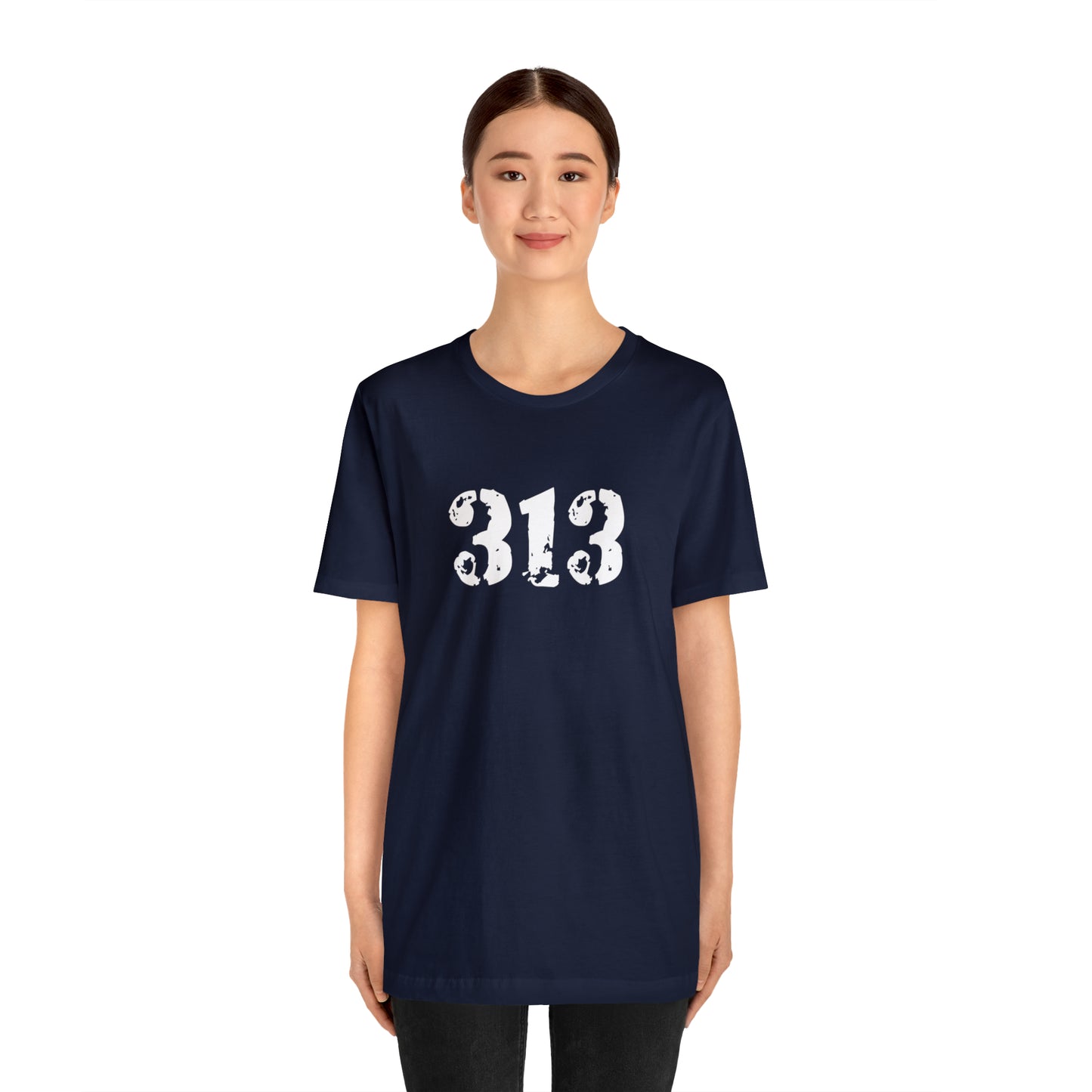 Detroit '313' T-Shirt (Distressed Stencil Font) | Unisex Standard Fit