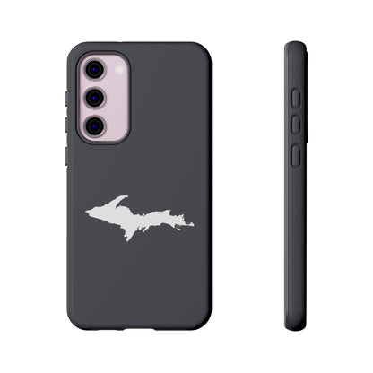 Michigan Upper Peninsula Tough Phone Case (Iron Ore Grey w/ UP Outline) | Samsung & Pixel Android