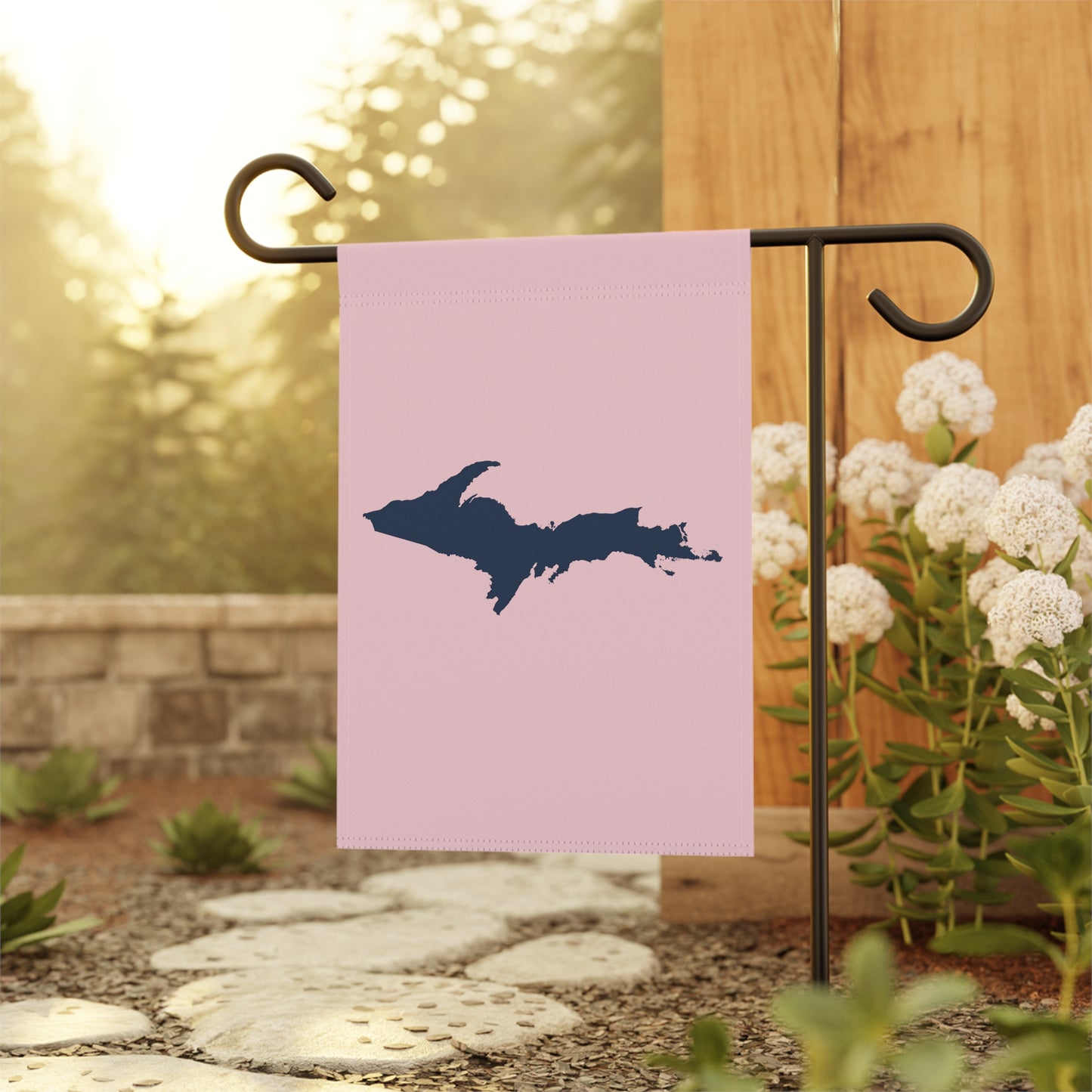 Michigan Upper Peninsula Home & Garden Flag (w/ UP Outline) | Pale Pink