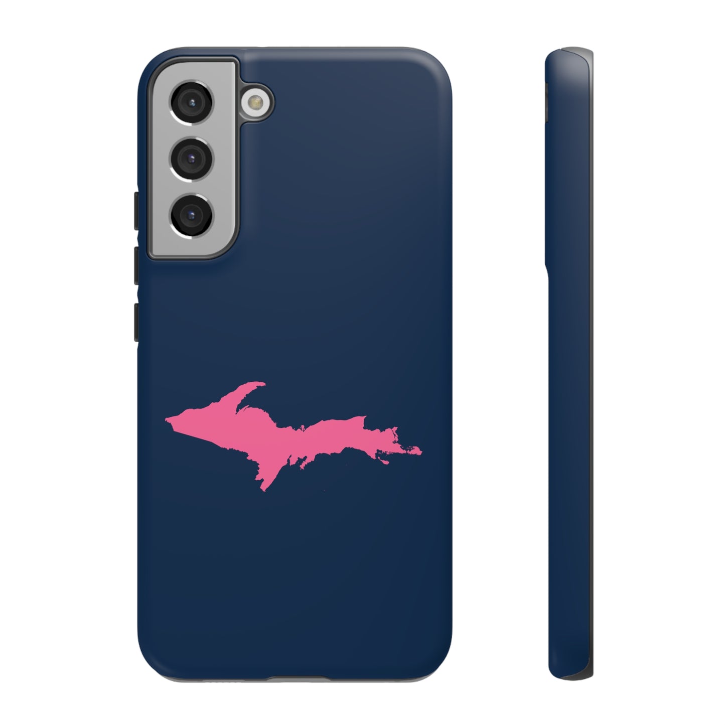 Michigan Upper Peninsula Tough Phone Case (Navy w/ Pink UP Outline) | Samsung & Pixel Android