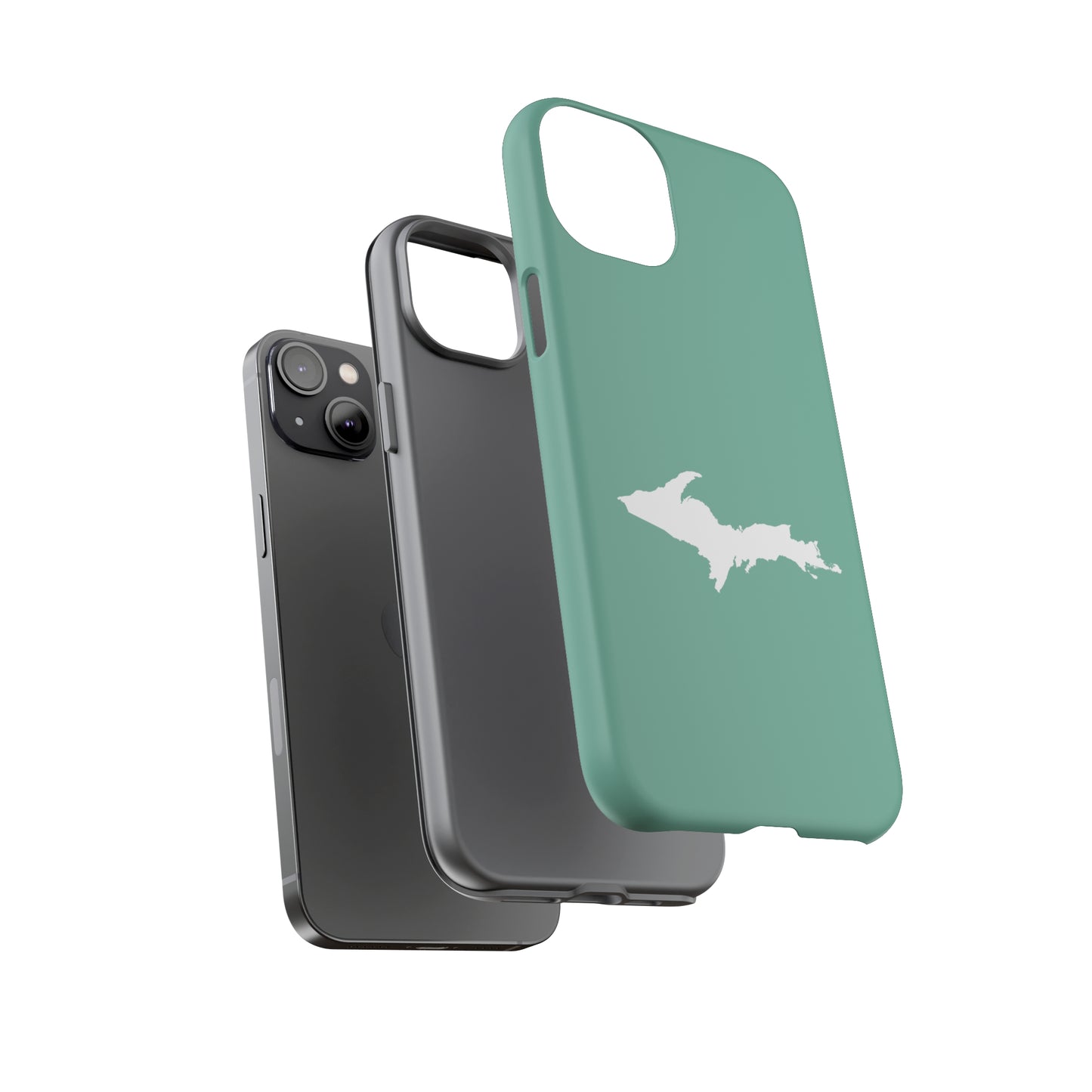 Michigan Upper Peninsula Tough Phone Case ('64 Metallic Mint Green w/ UP Outline) | Apple iPhone