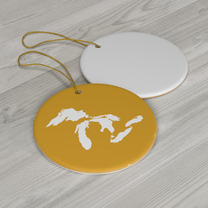 Great Lakes Christmas Ornament (Gold) | Ceramic - 4 Shapes