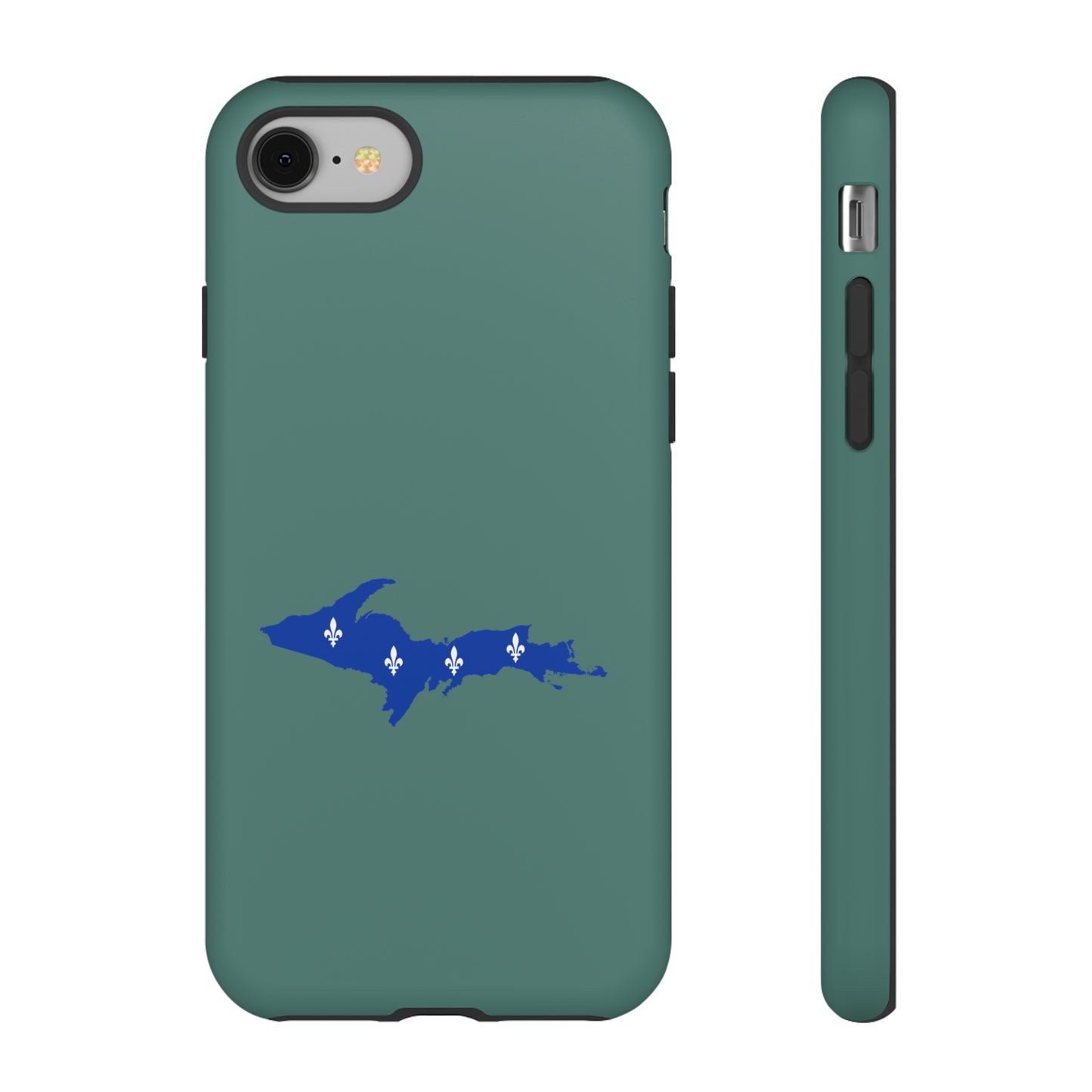 Michigan Upper Peninsula Tough Phone Case (Copper Green w/ UP Quebec Flag Outline) | Apple iPhone