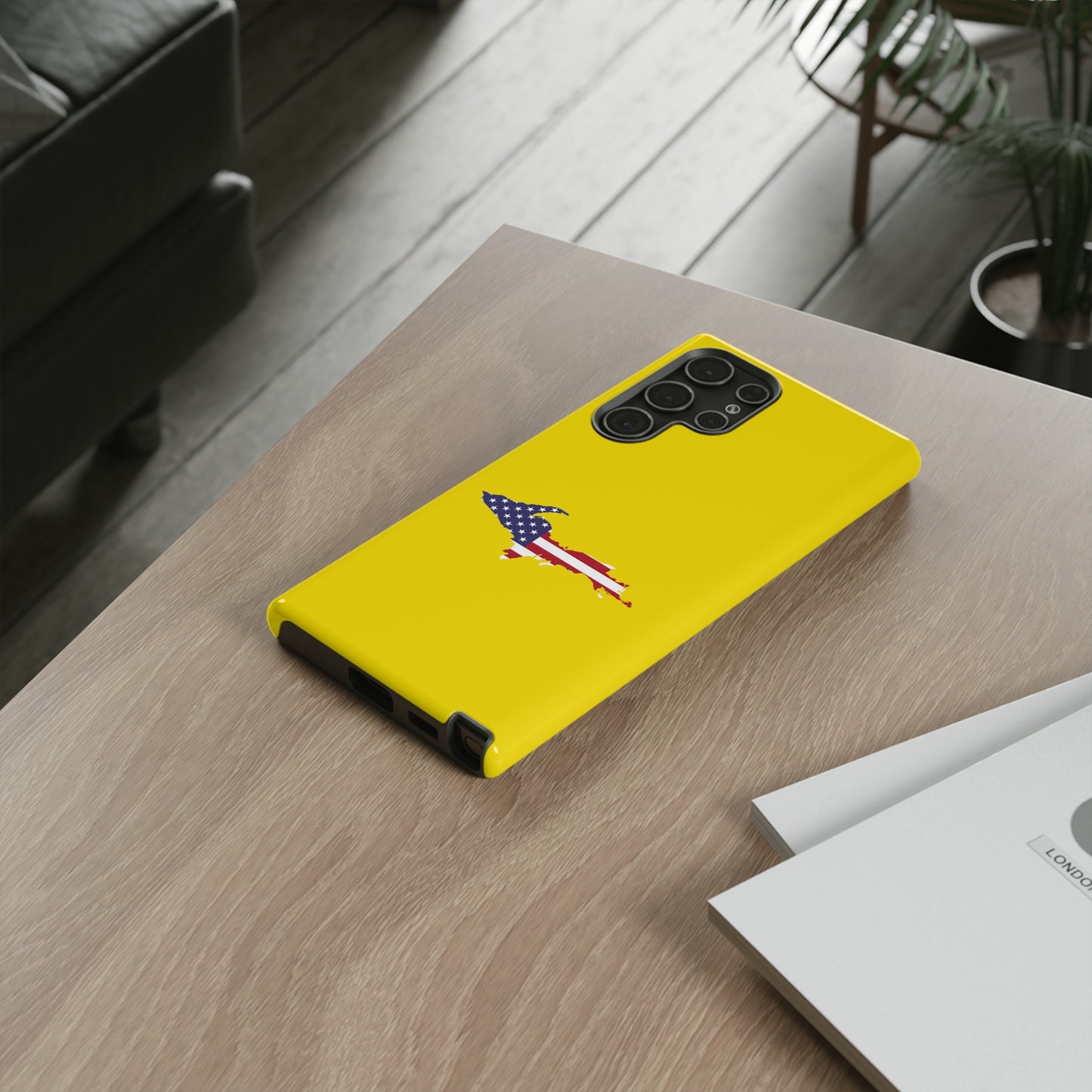 Michigan Upper Peninsula Tough Phone Case (Gadsen Yellow w/ UP USA Flag Outline) | Samsung & Pixel Android