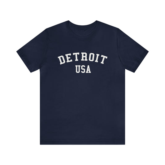 'Detroit USA' T-Shirt (Collegiate Font) | Unisex Standard