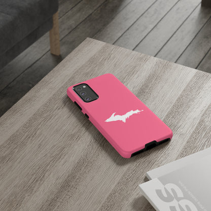 Michigan Upper Peninsula Tough Phone Case (Rhodochrosite Pink w/ UP Outline) | Samsung & Pixel Android