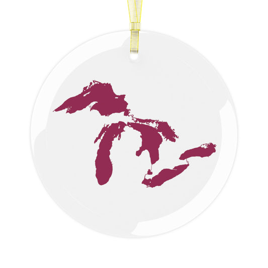 Great Lakes Christmas Ornament | Clear Glass - Ruby Red