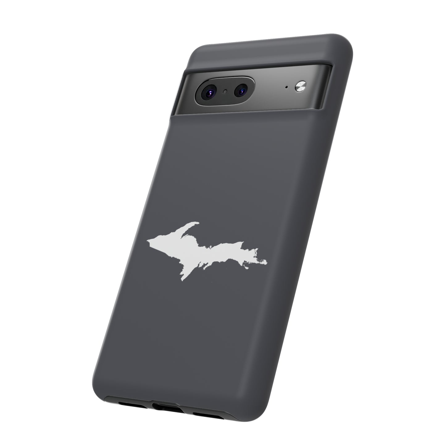 Michigan Upper Peninsula Tough Phone Case (Iron Ore Grey w/ UP Outline) | Samsung & Pixel Android