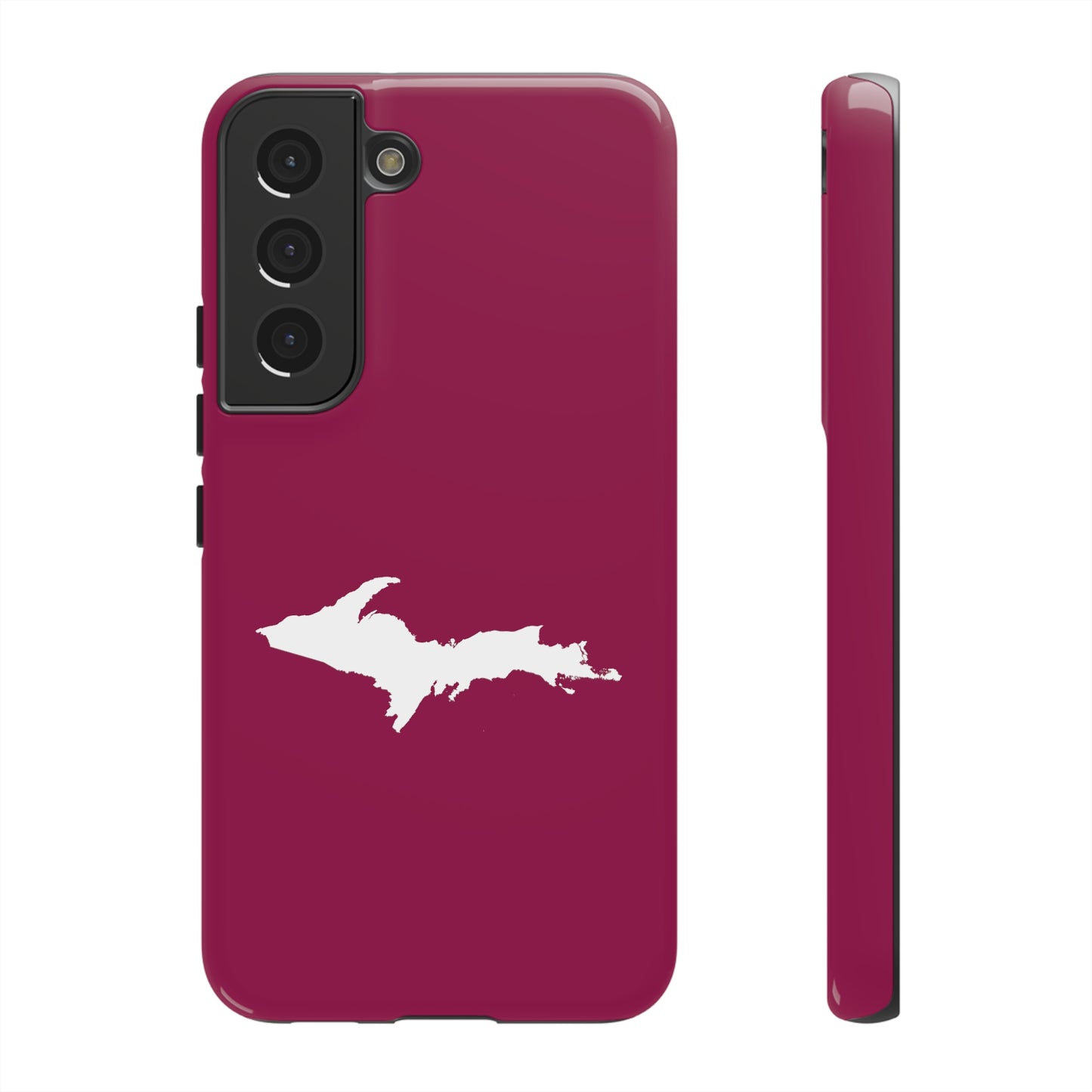 Michigan Upper Peninsula Tough Phone Case (Ruby Red w/ UP Outline) | Samsung & Pixel Android