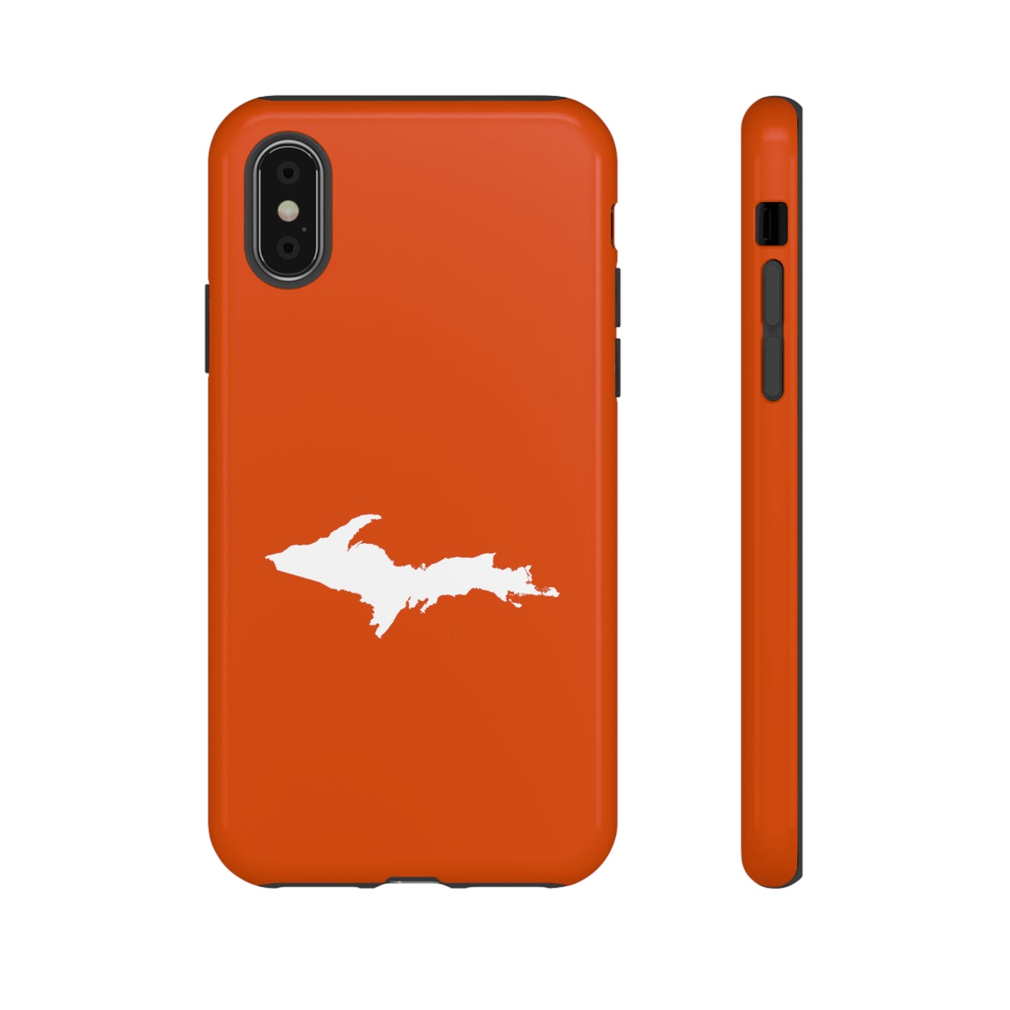 Michigan Upper Peninsula Tough Phone Case (Maple Leaf Orange w/ UP Outline) | Apple iPhone