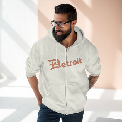 'Detroit' Hoodie (Copper w/ Old English 'D') | Unisex Full Zip