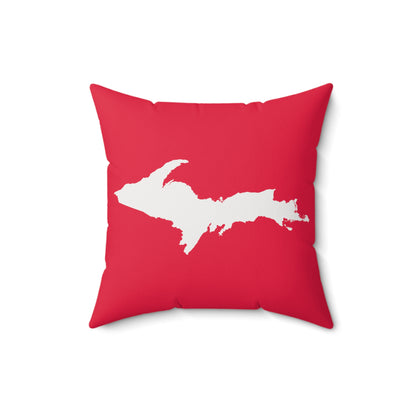 Michigan Upper Peninsula Accent Pillow (w/ UP Outline) | Lighthouse Red