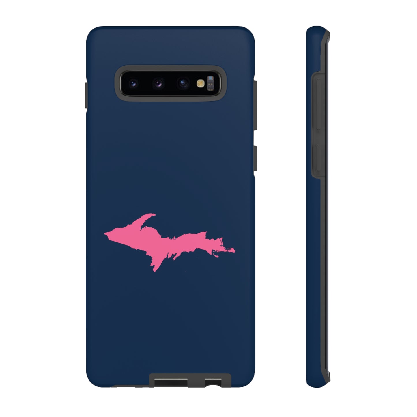 Michigan Upper Peninsula Tough Phone Case (Navy w/ Pink UP Outline) | Samsung & Pixel Android