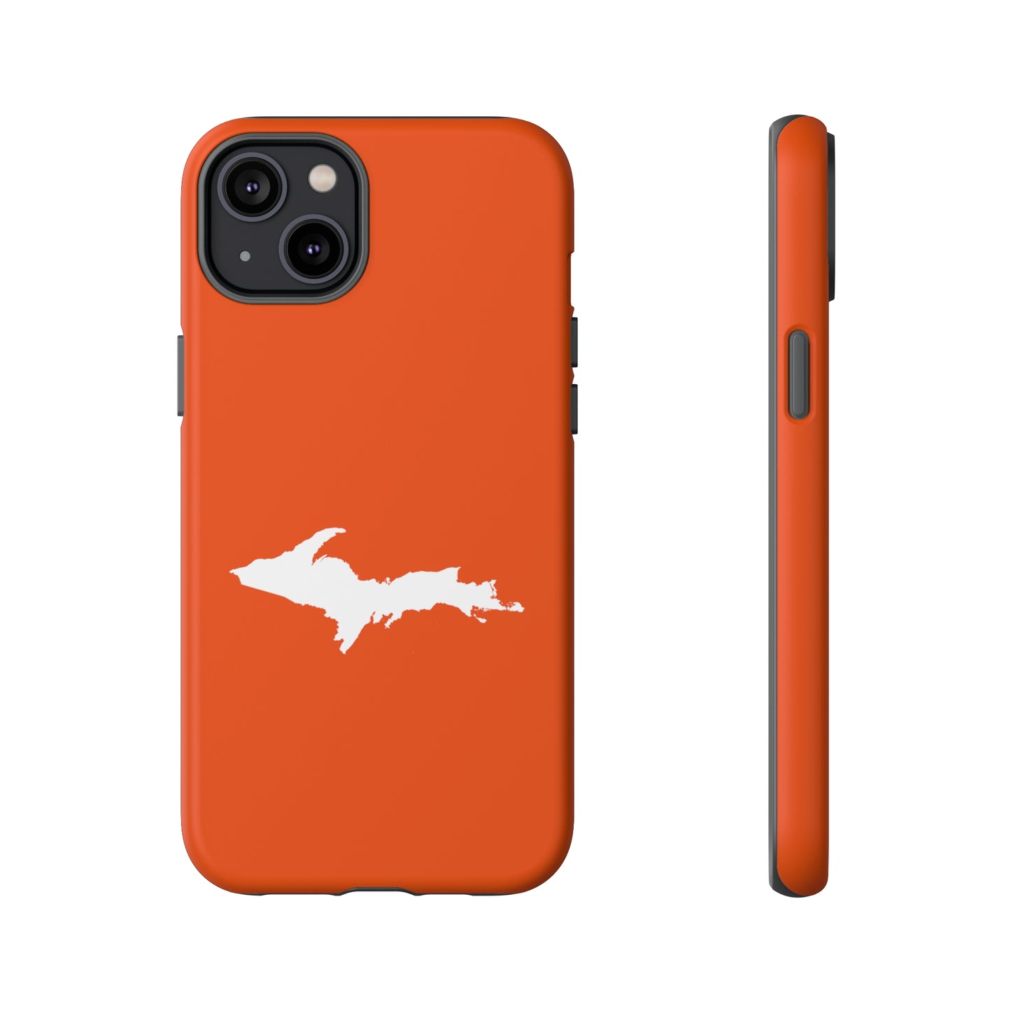 Michigan Upper Peninsula Tough Phone Case (Maple Leaf Orange w/ UP Outline) | Apple iPhone