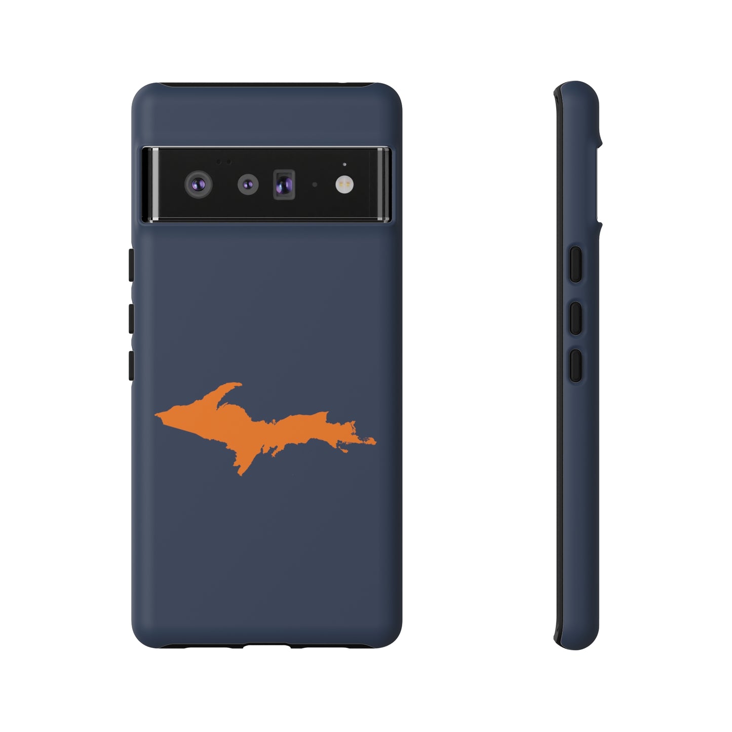 Michigan Upper Peninsula Tough Phone Case (Navy w/ Orange UP Outline) | Samsung & Pixel Android