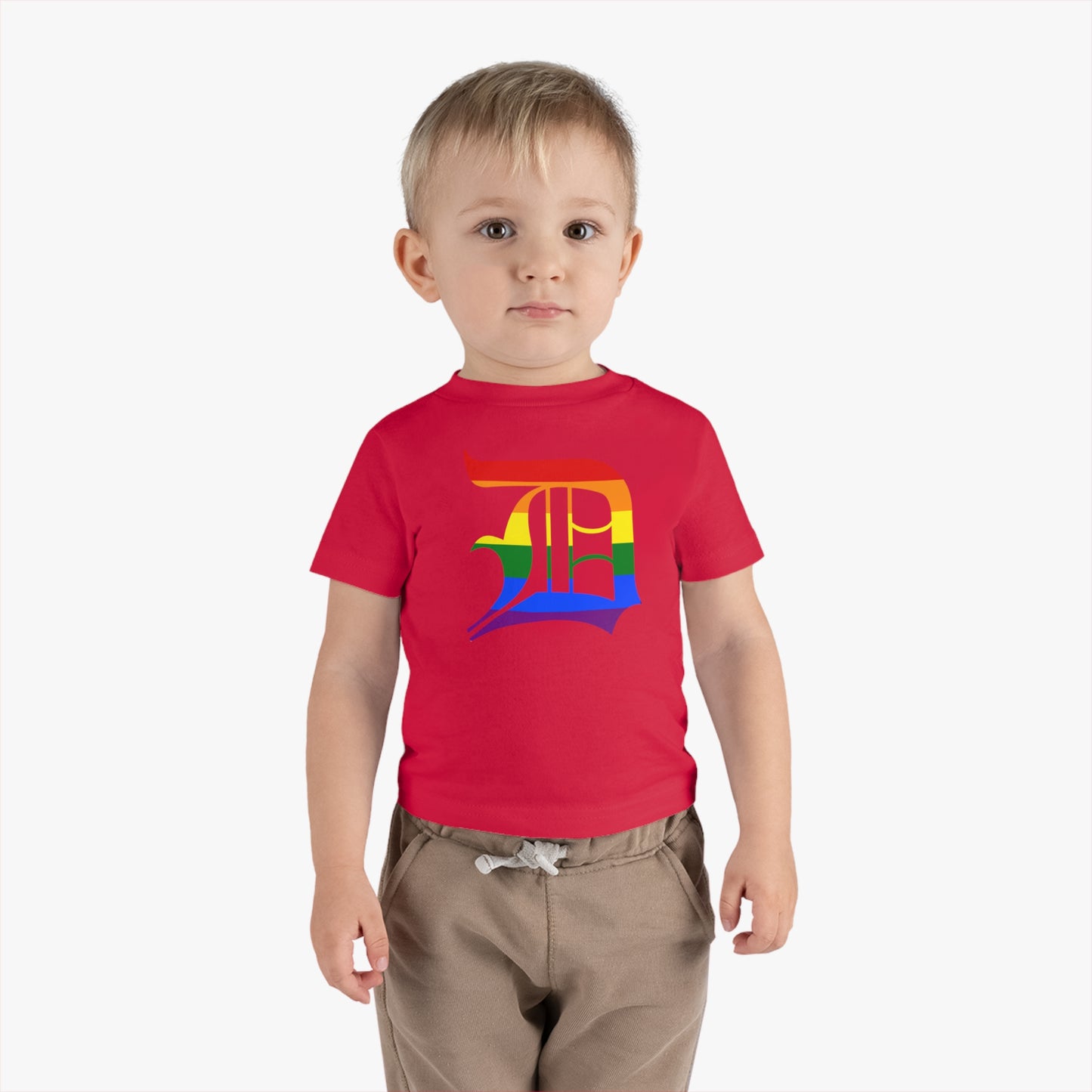 Detroit 'Old English D' Infant T-Shirt (Rainbow Pride Edition) | Short Sleeve