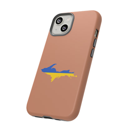 Michigan Upper Peninsula Tough Phone Case (Copper Color w/ UP Ukraine Flag Outline) | Apple iPhone