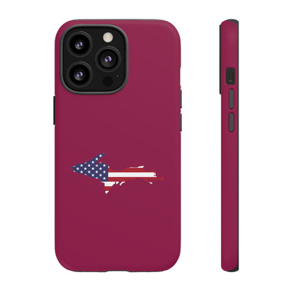 Michigan Upper Peninsula Tough Phone Case (Ruby Red w/ UP USA Flag Outline) | Apple iPhone