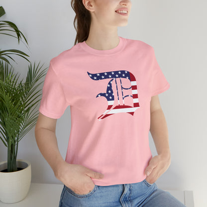 Detroit 'Old English D' T-Shirt (Patriotic Edition) | Unisex Standard