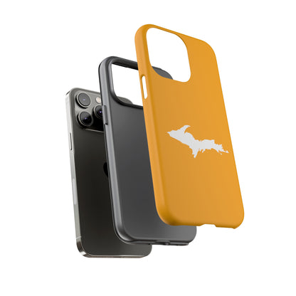 Michigan Upper Peninsula Tough Phone Case (Autumn Birch Leaf Color w/ UP Outline) | Apple iPhone