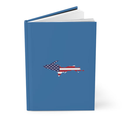 Michigan Upper Peninsula Hardcover Journal (w/ UP USA Flag) | Ruled - Lake Superior Blue