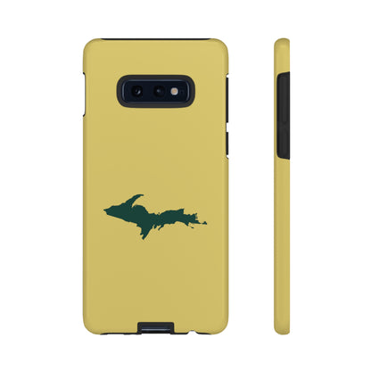 Michigan Upper Peninsula Tough Phone Case (Plum Yellow w/ Green UP Outline) | Samsung & Pixel Android