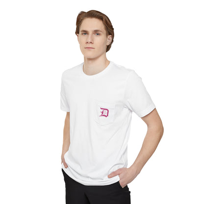 Detroit 'Old English D' Pocket T-Shirt (Apple Blossom Pink) | Unisex Standard