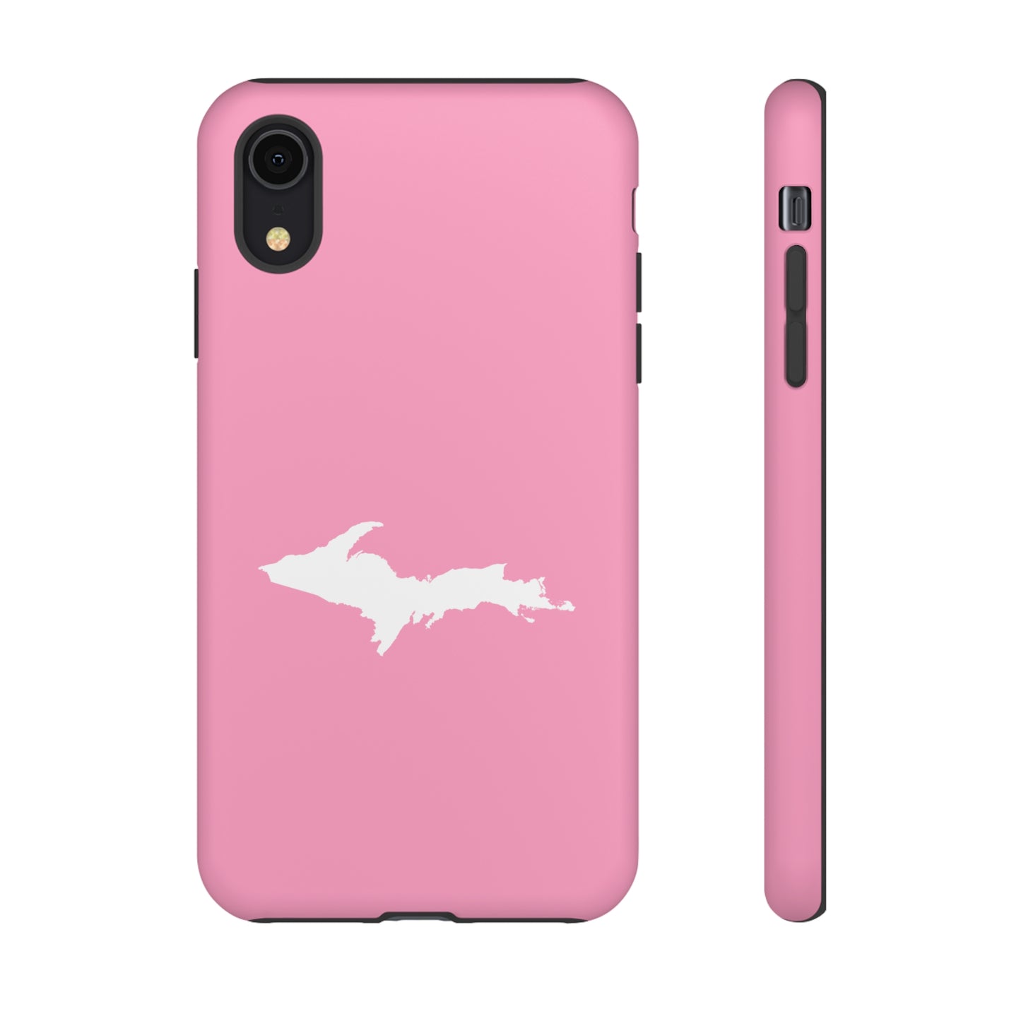 Michigan Upper Peninsula Tough Phone Case ('67 Caddie Pink w/ UP Outline) | Apple iPhone