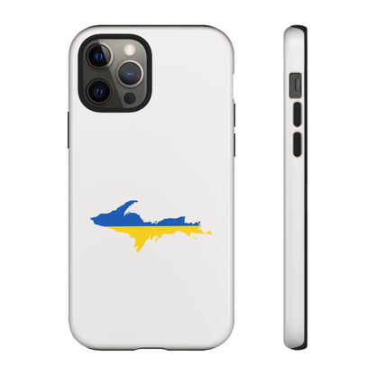 Michigan Upper Peninsula Tough Phone Case (Birch Bark White w/ UP Ukraine Flag Outline) | Apple iPhone