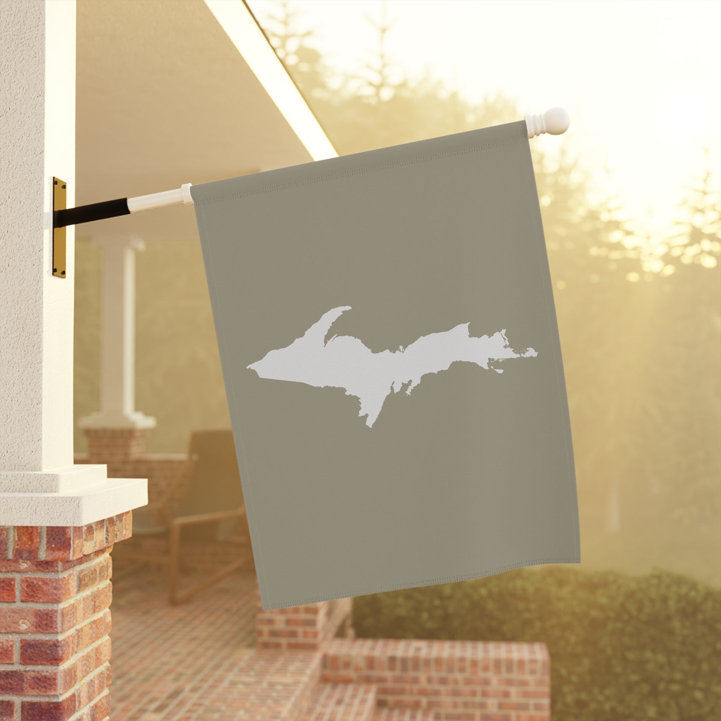 Michigan Upper Peninsula Home & Garden Flag (w/ UP Outline) | Petoskey Stone Beige