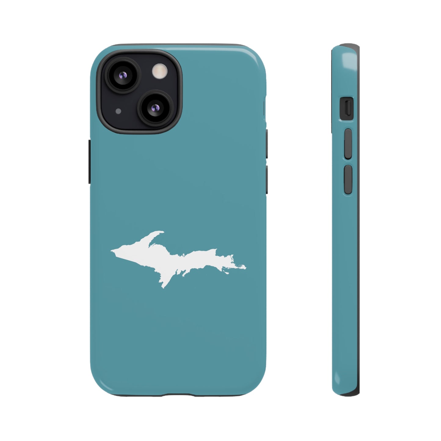 Michigan Upper Peninsula Tough Phone Case (Lake Huron Blue w/ UP Outline) | Apple iPhone