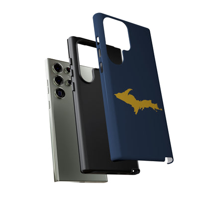 Michigan Upper Peninsula Tough Phone Case (Navy w/ Gold UP Outline) | Samsung & Pixel Android