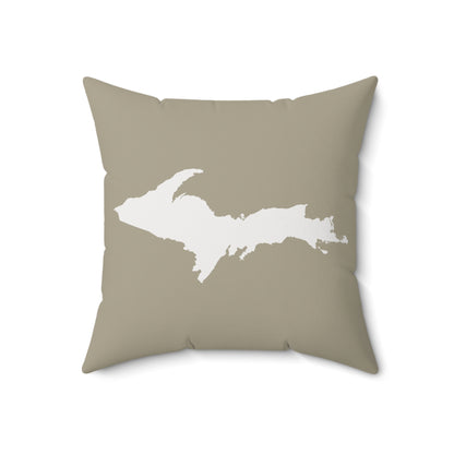 Michigan Upper Peninsula Accent Pillow (w/ UP Outline) | Petoskey Stone Beige