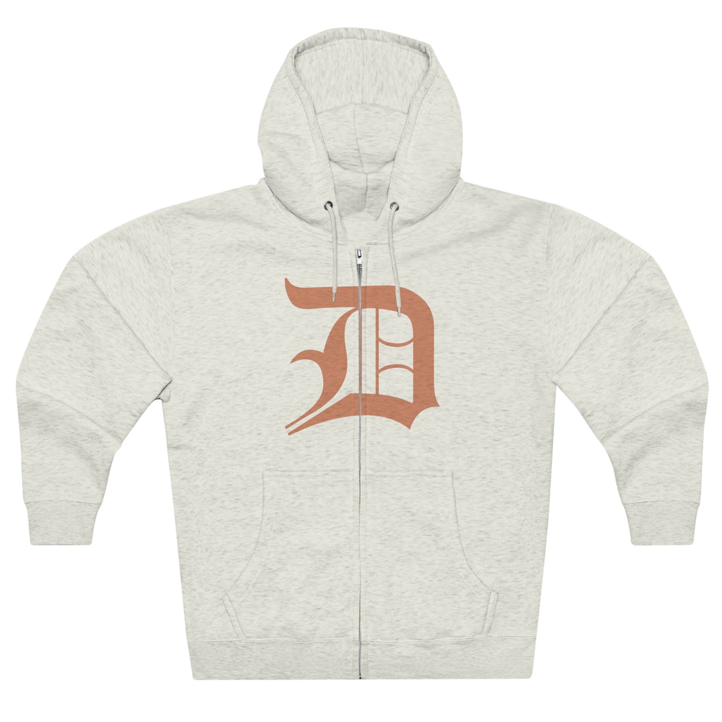 Detroit 'Old English D' Hoodie (Full-Body Copper Color) | Unisex Full Zip