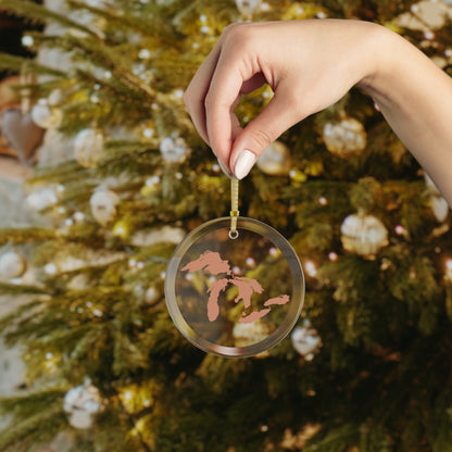 Great Lakes Christmas Ornament | Clear Glass - Copper Color