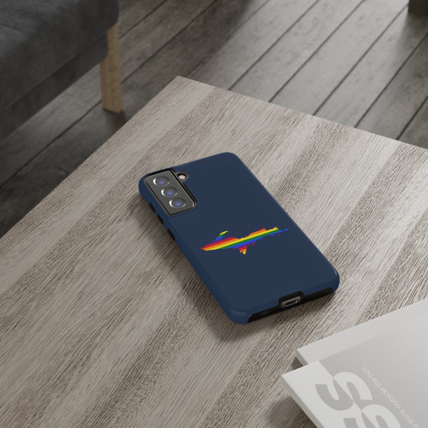 Michigan Upper Peninsula Tough Phone Case (Navy w/ UP Pride Flag Outline) | Samsung & Pixel Android