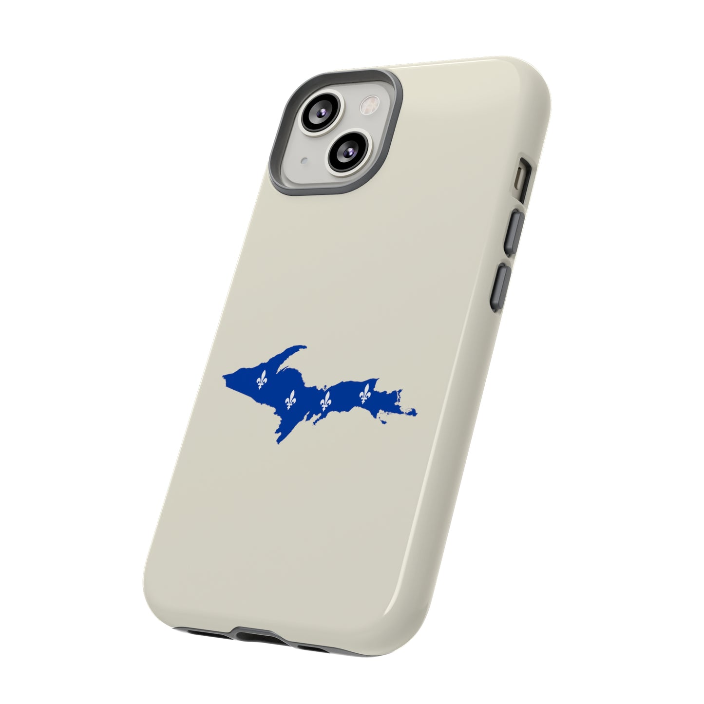 Michigan Upper Peninsula Tough Phone Case (Ivory White w/ UP Quebec Flag Outline) | Apple iPhone