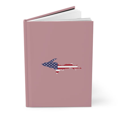 Michigan Upper Peninsula Hardcover Journal (w/ UP USA Flag) | Ruled - Cherry Blossom Pink